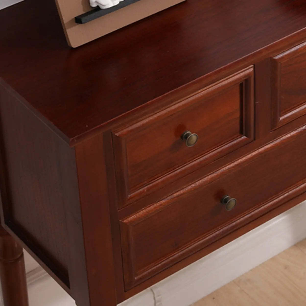 Rectangular Walnut Console Table with Drawers
