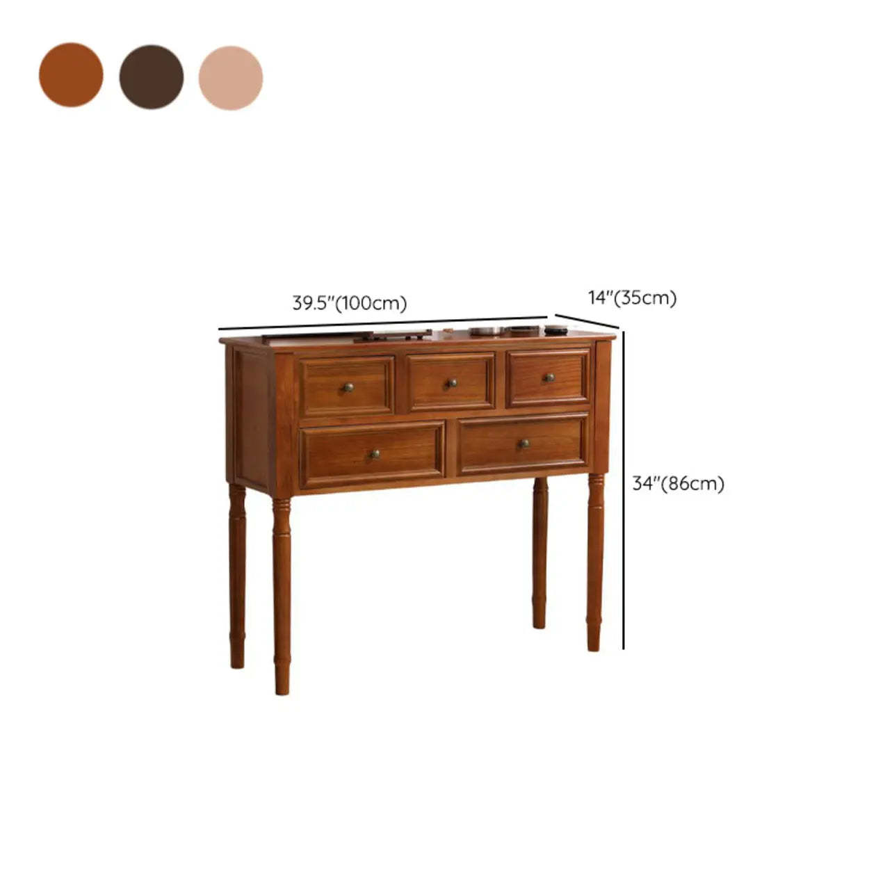 Rectangular Walnut Console Table with Drawers