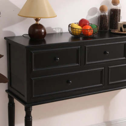 Classic Rectangular Black Wood Storage Console Table