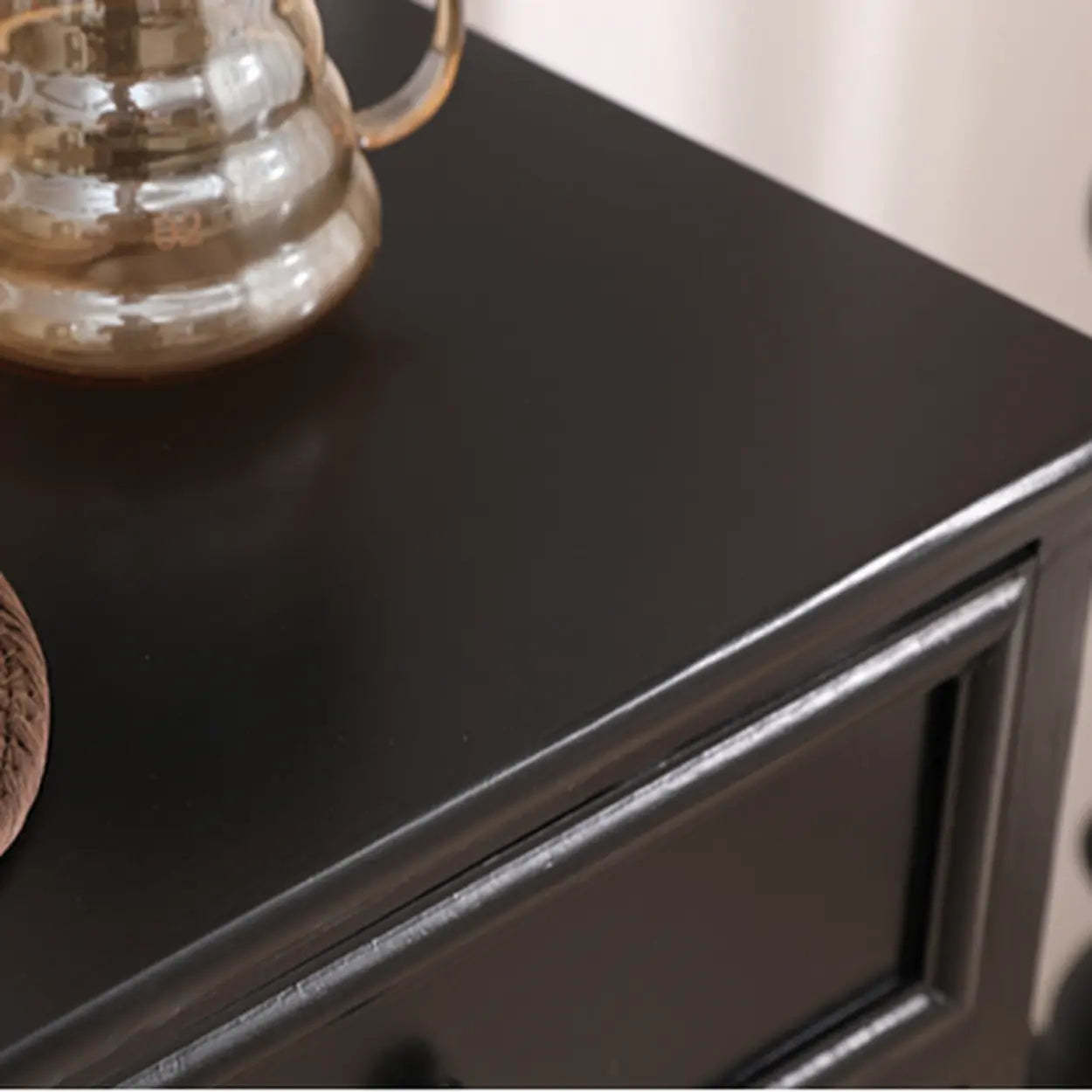 Classic Rectangular Black Wood Storage Console Table