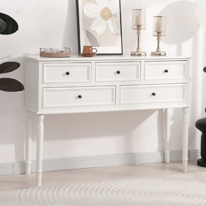 Classic Rectangular Black Wood Storage Console Table
