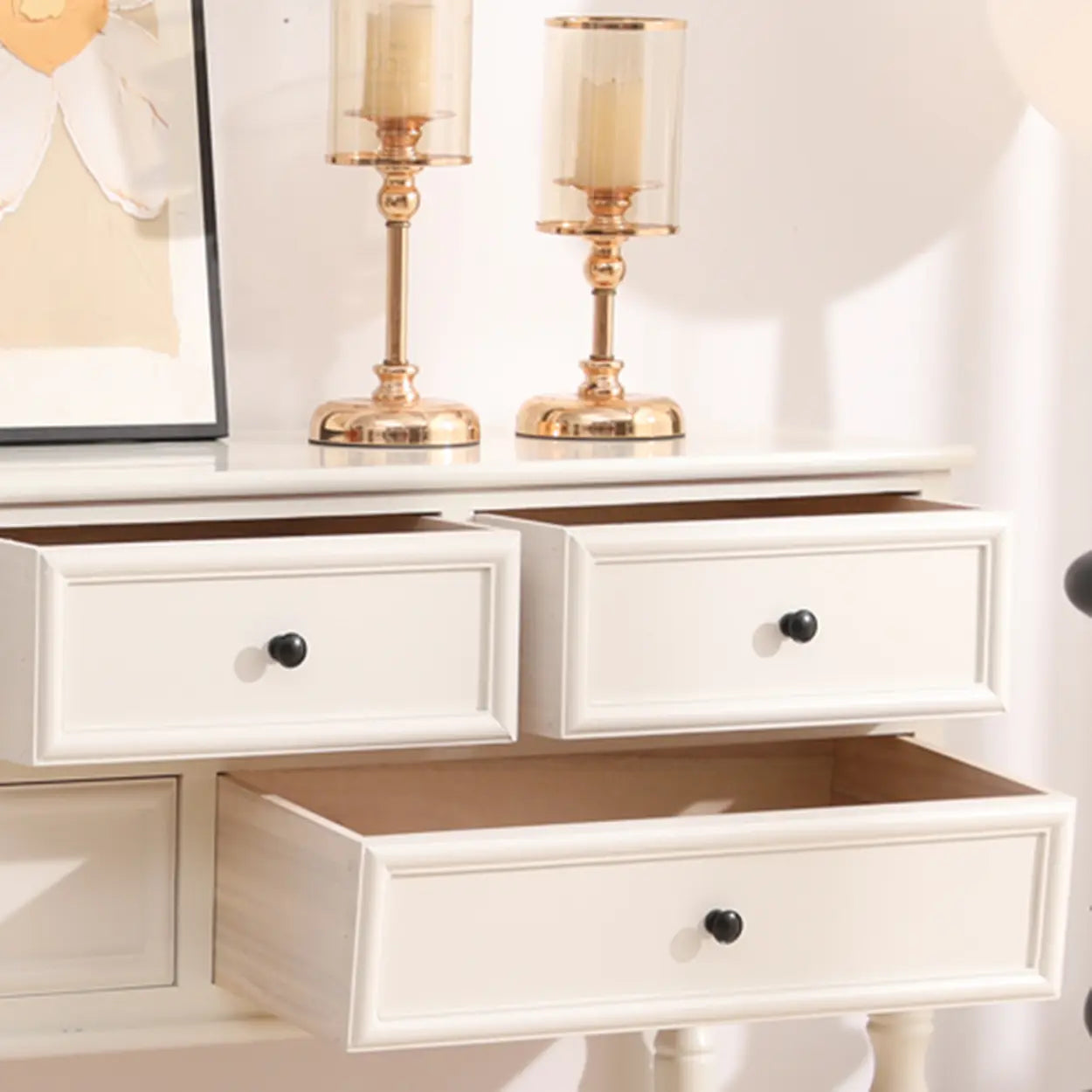 Classic Rectangular Black Wood Storage Console Table