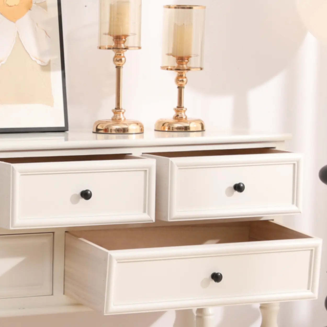 Classic Rectangular Black Wood Storage Console Table