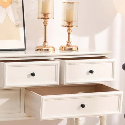 Classic Rectangular Black Wood Storage Console Table