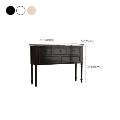 Classic Rectangular Black Wood Storage Console Table