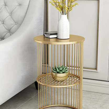 Round 2-Tier Metal Side Table