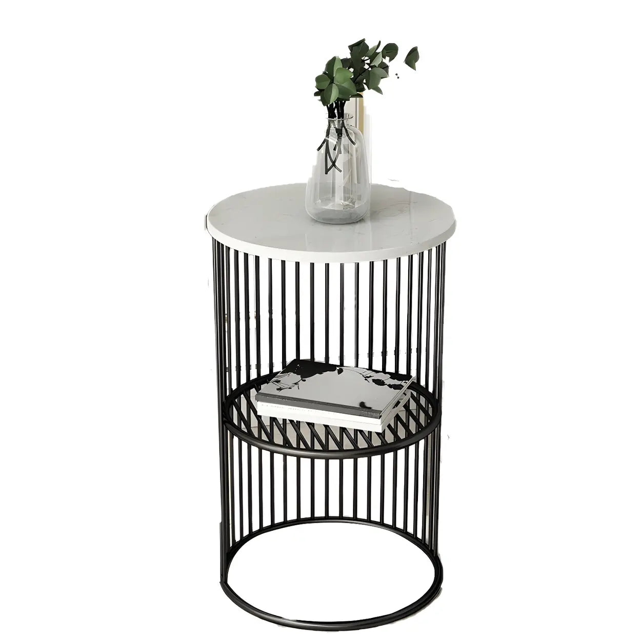 Round 2-Tier Metal Side Table