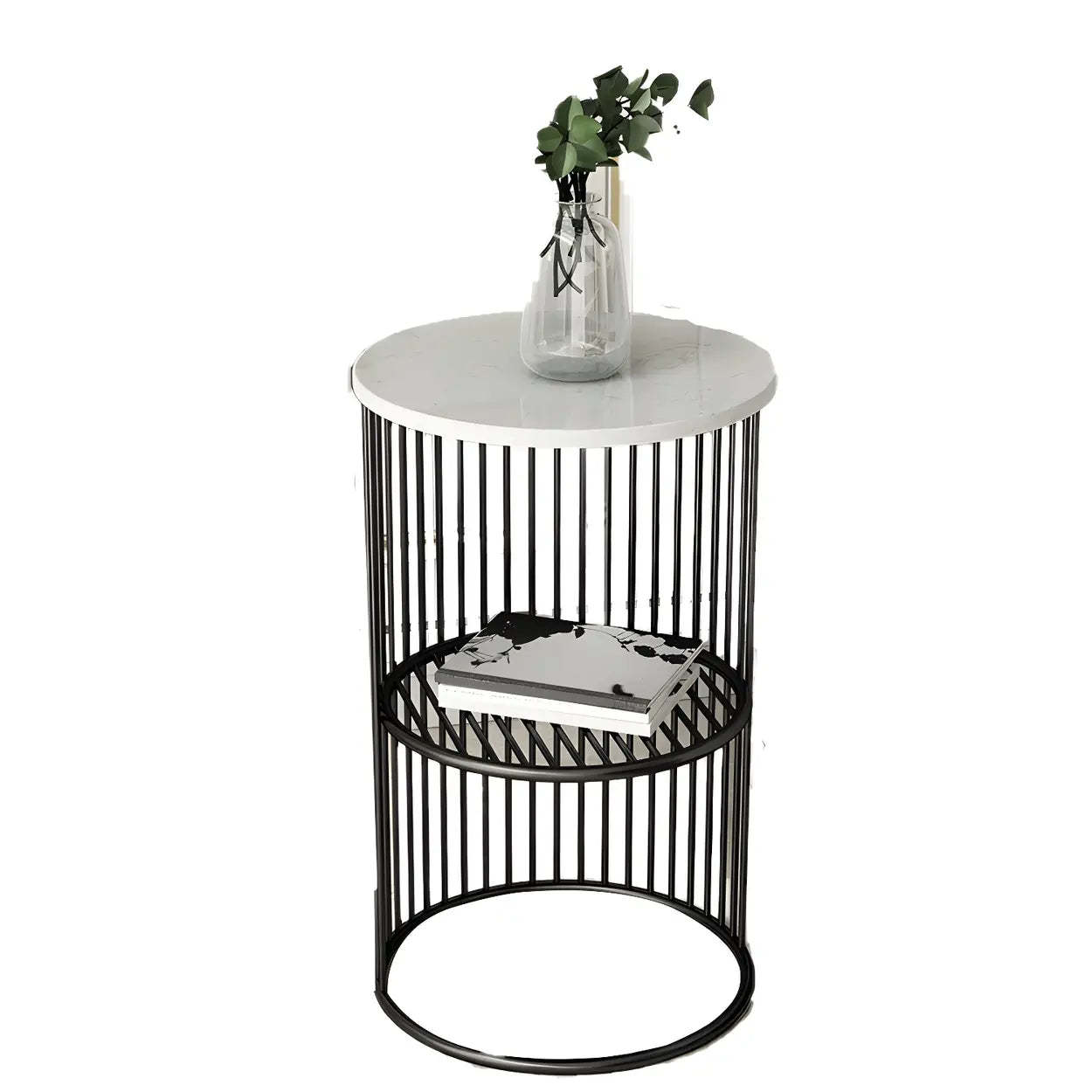 Round 2-Tier Metal Side Table