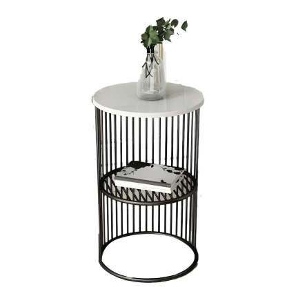 Round 2-Tier Metal Side Table
