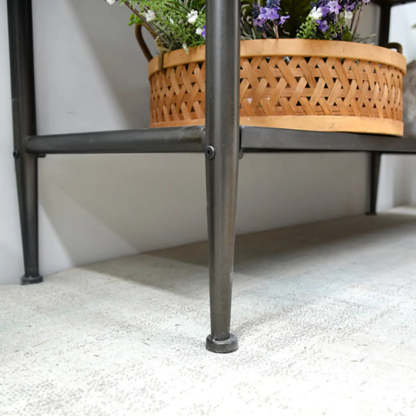Rustic Wood Brown Console Table with Shelf