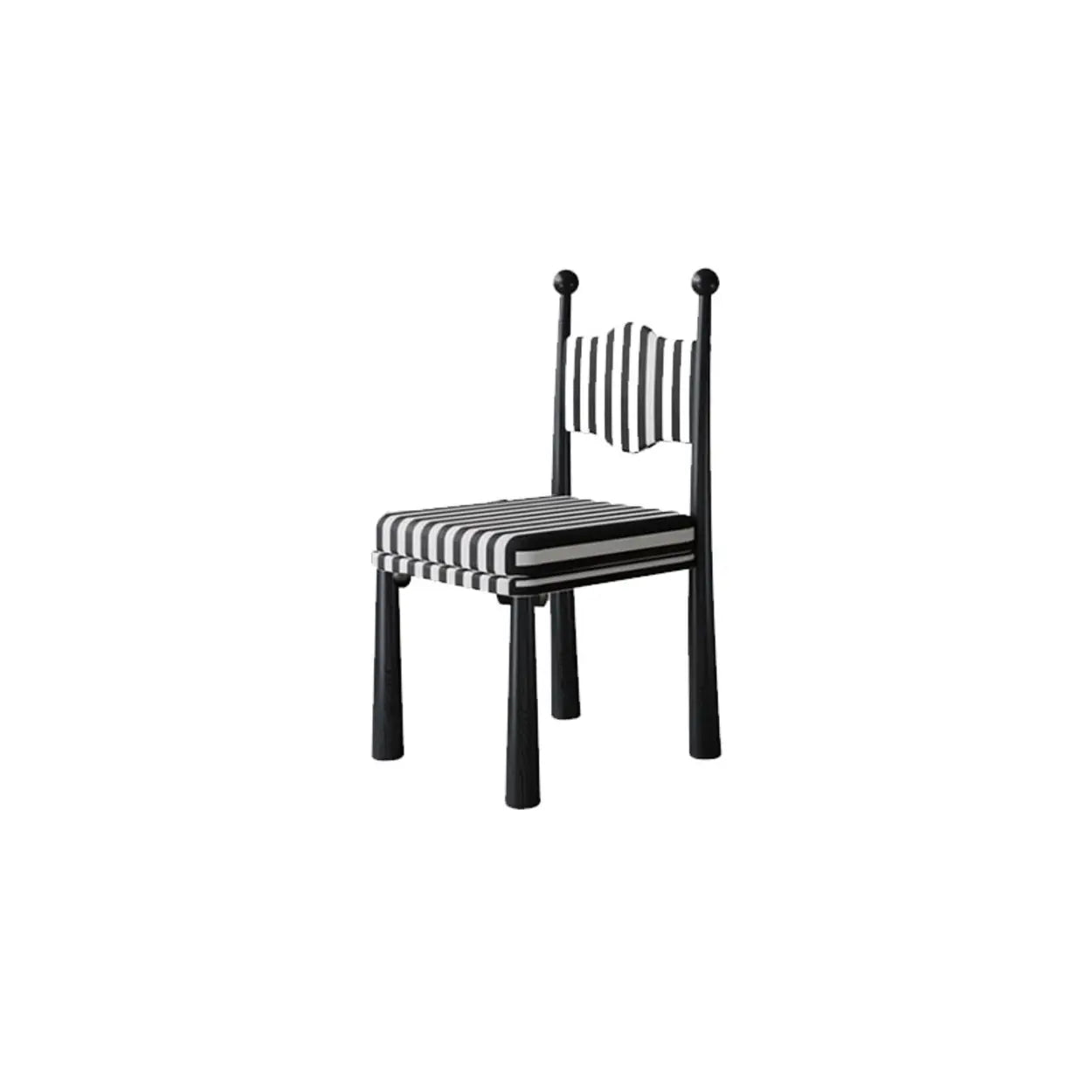 Striped Upholstered Wood Open-Back Dining Side Chair — Brown