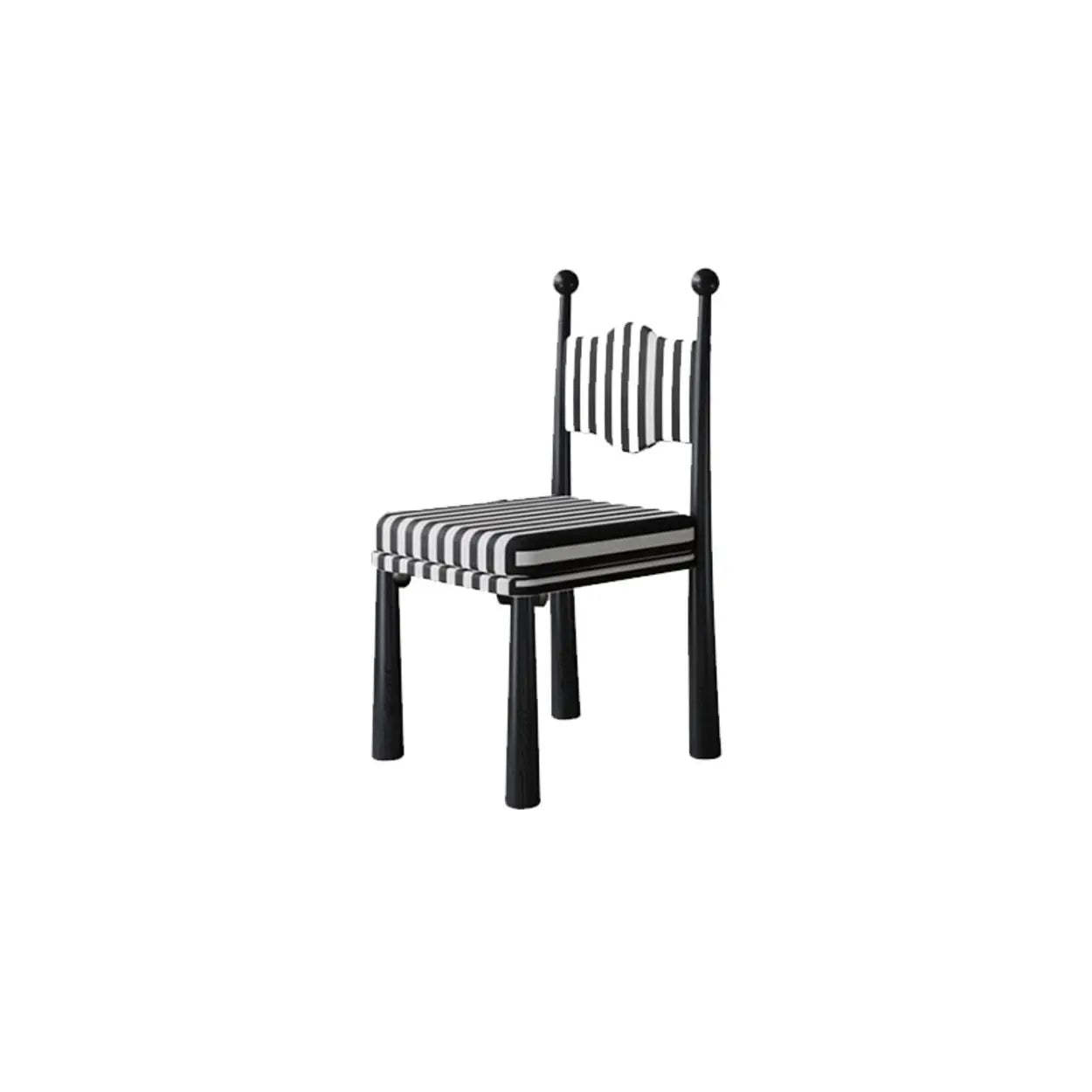 Striped Upholstered Wood Open-Back Dining Side Chair — Brown