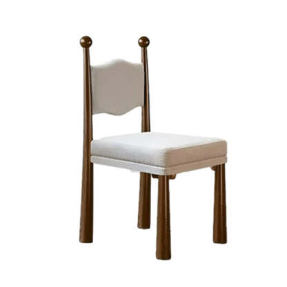 Striped Upholstered Wood Open-Back Dining Side Chair