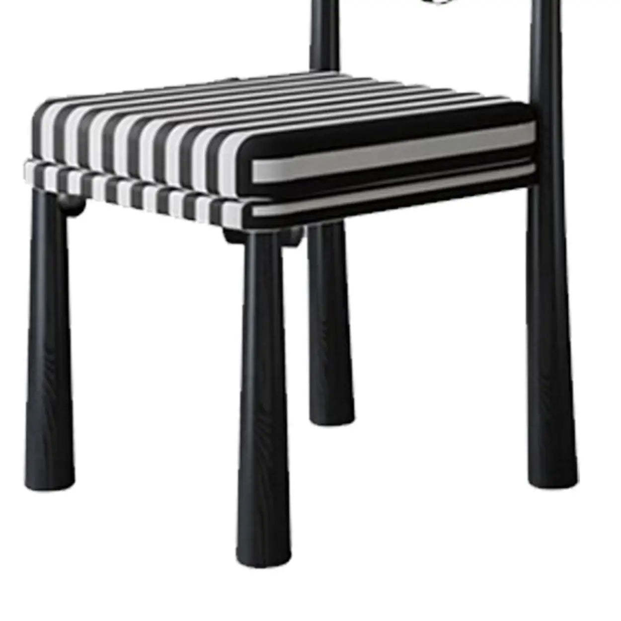Striped Upholstered Wood Open-Back Dining Side Chair