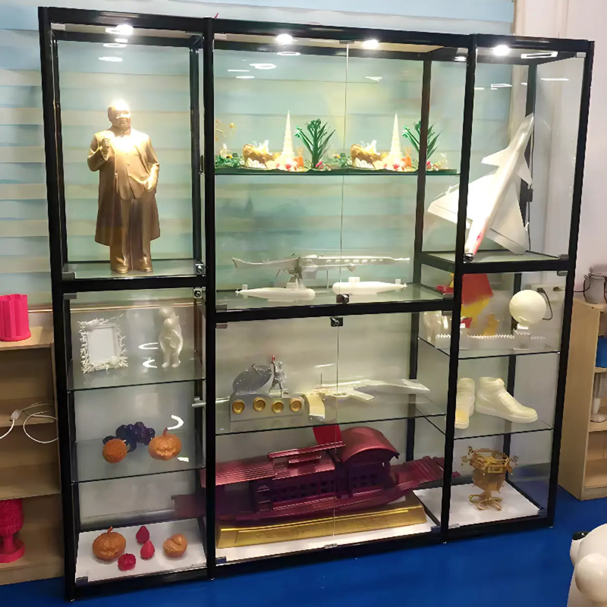 Black Glass Adjustable Display Cabinet