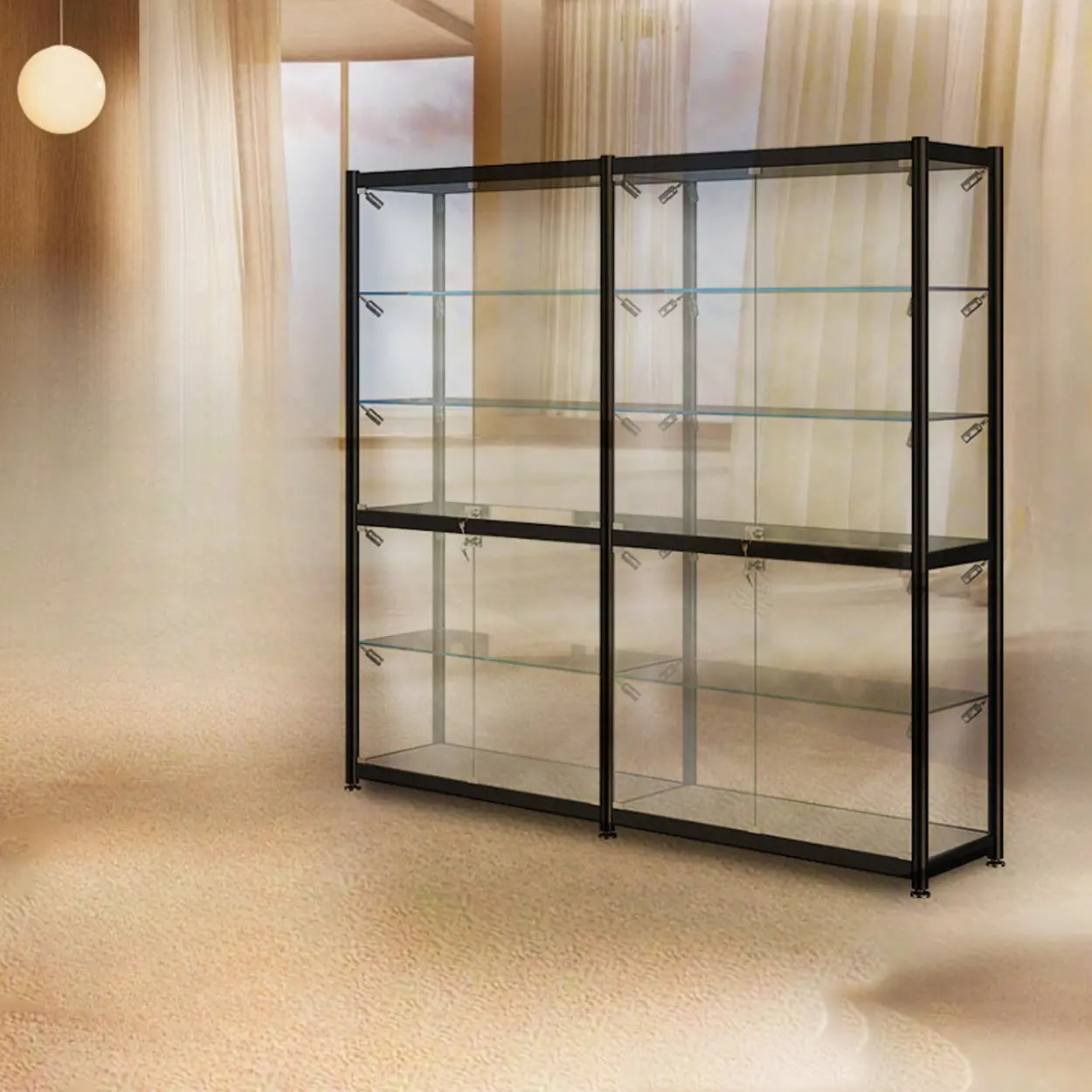 Black Glass Adjustable Display Cabinet