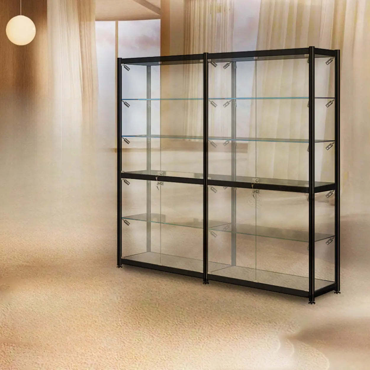 Black Glass Adjustable Display Cabinet