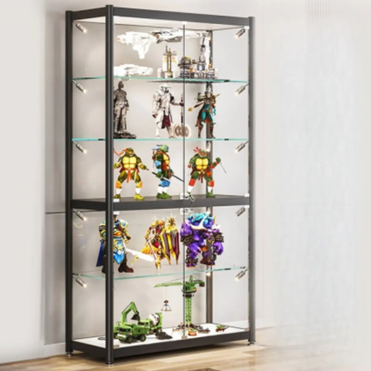 Black Glass Adjustable Display Cabinet