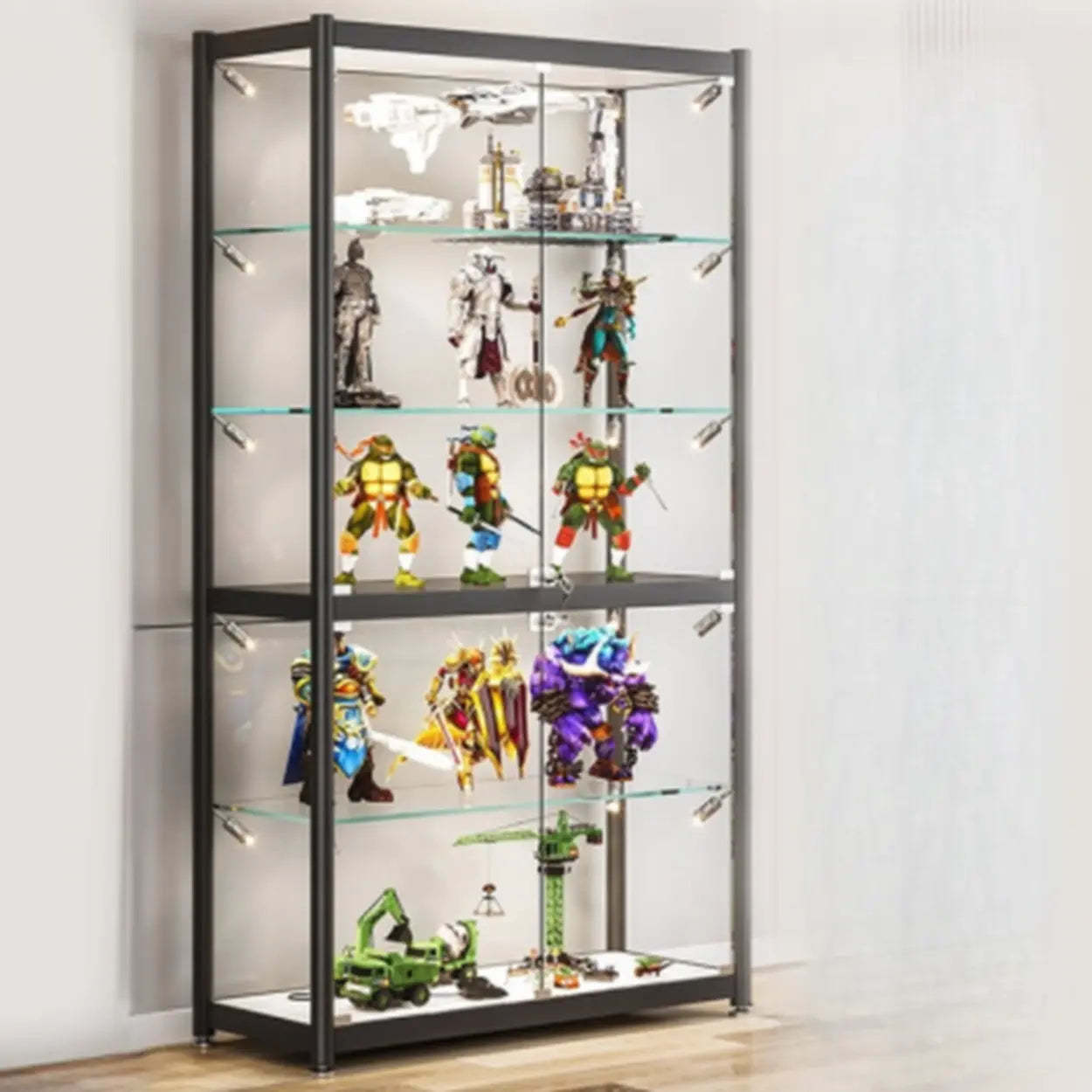 Black Glass Adjustable Display Cabinet