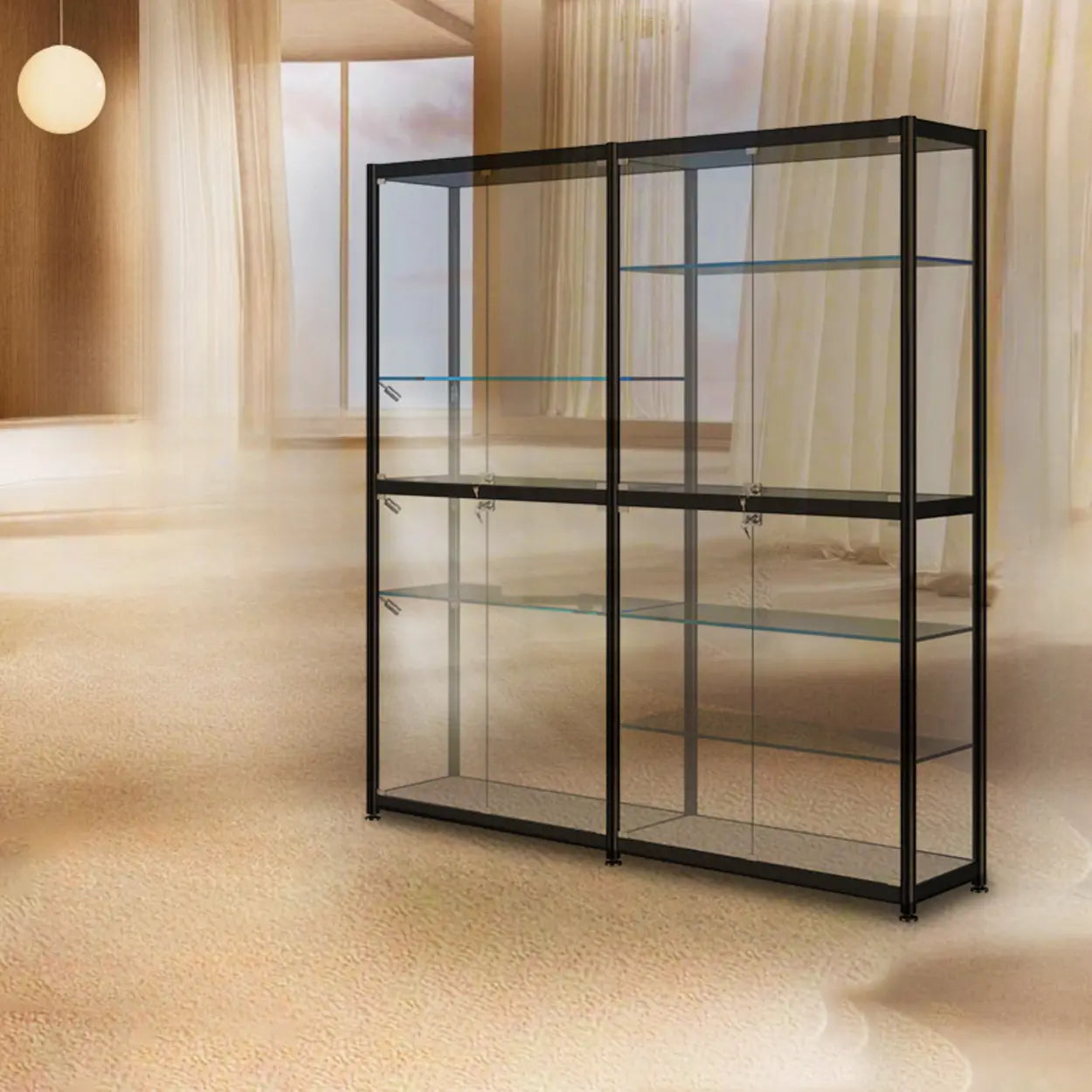 Black Glass Adjustable Display Cabinet