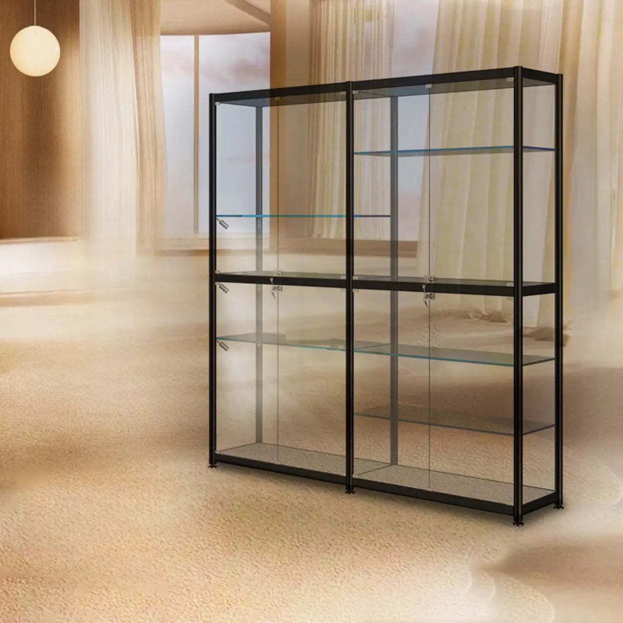 Black Glass Adjustable Display Cabinet