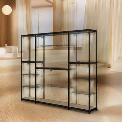 Black Glass Adjustable Display Cabinet