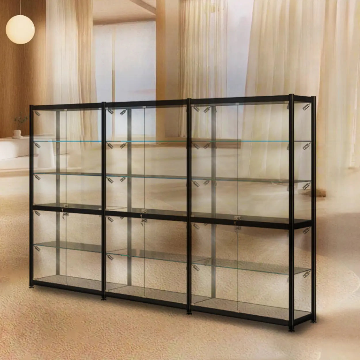 Black Glass Adjustable Display Cabinet