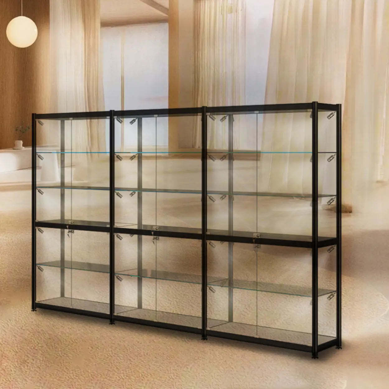 Black Glass Adjustable Display Cabinet