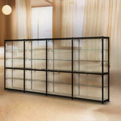 Black Glass Adjustable Display Cabinet