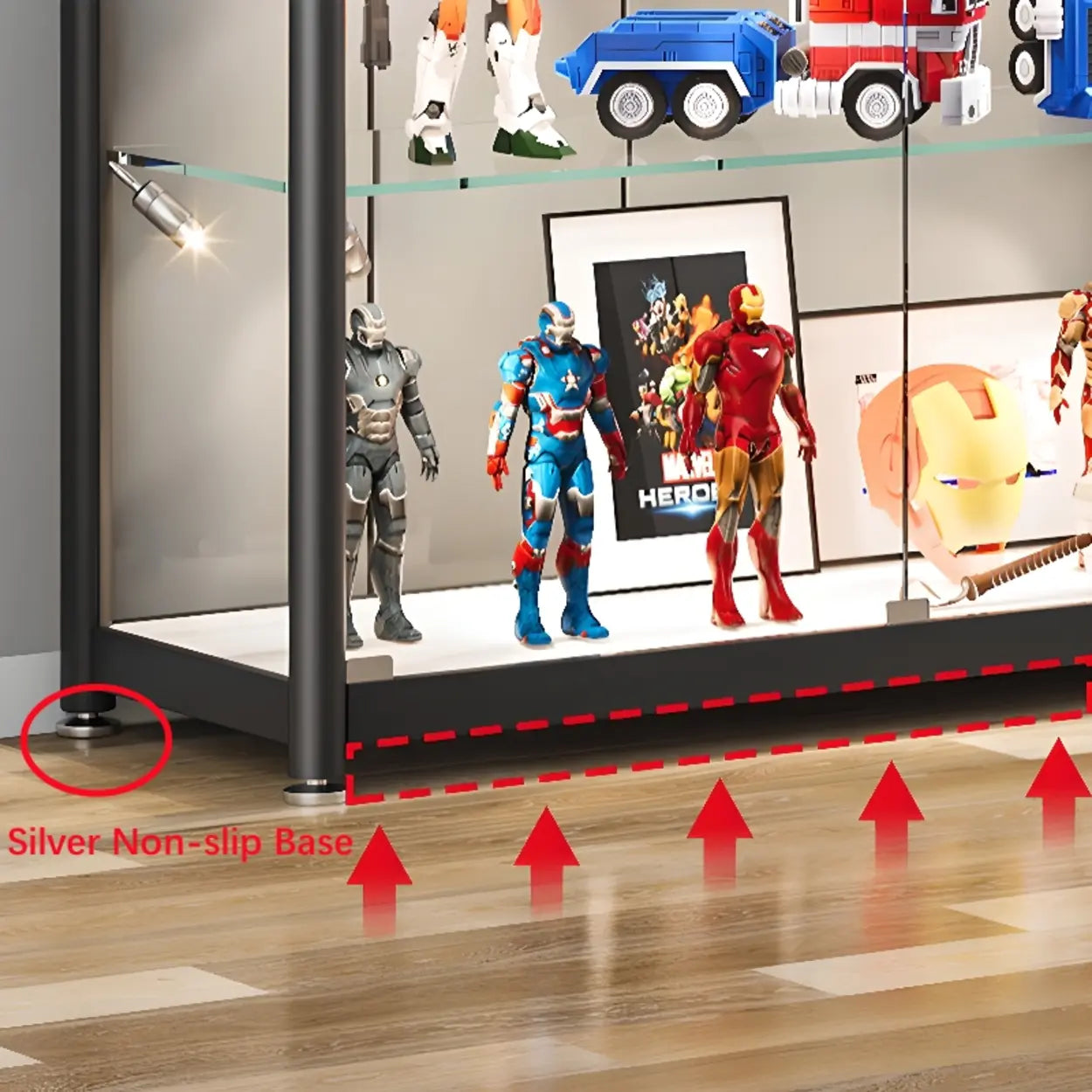 Black Glass Adjustable Display Cabinet