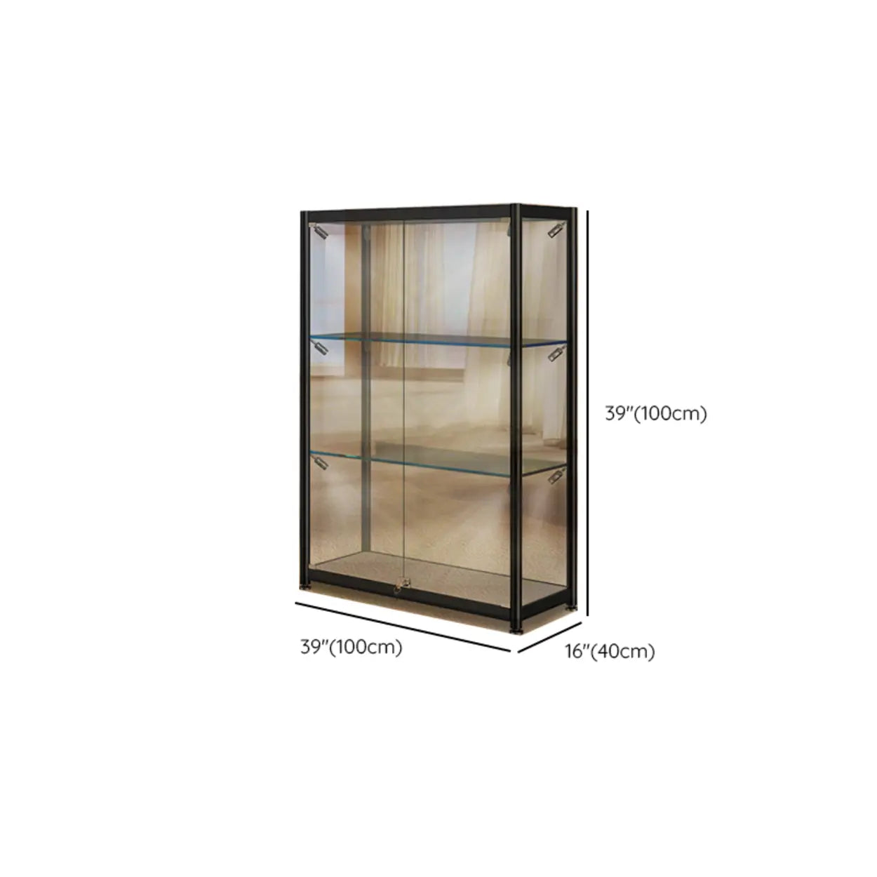 Black Glass Adjustable Display Cabinet