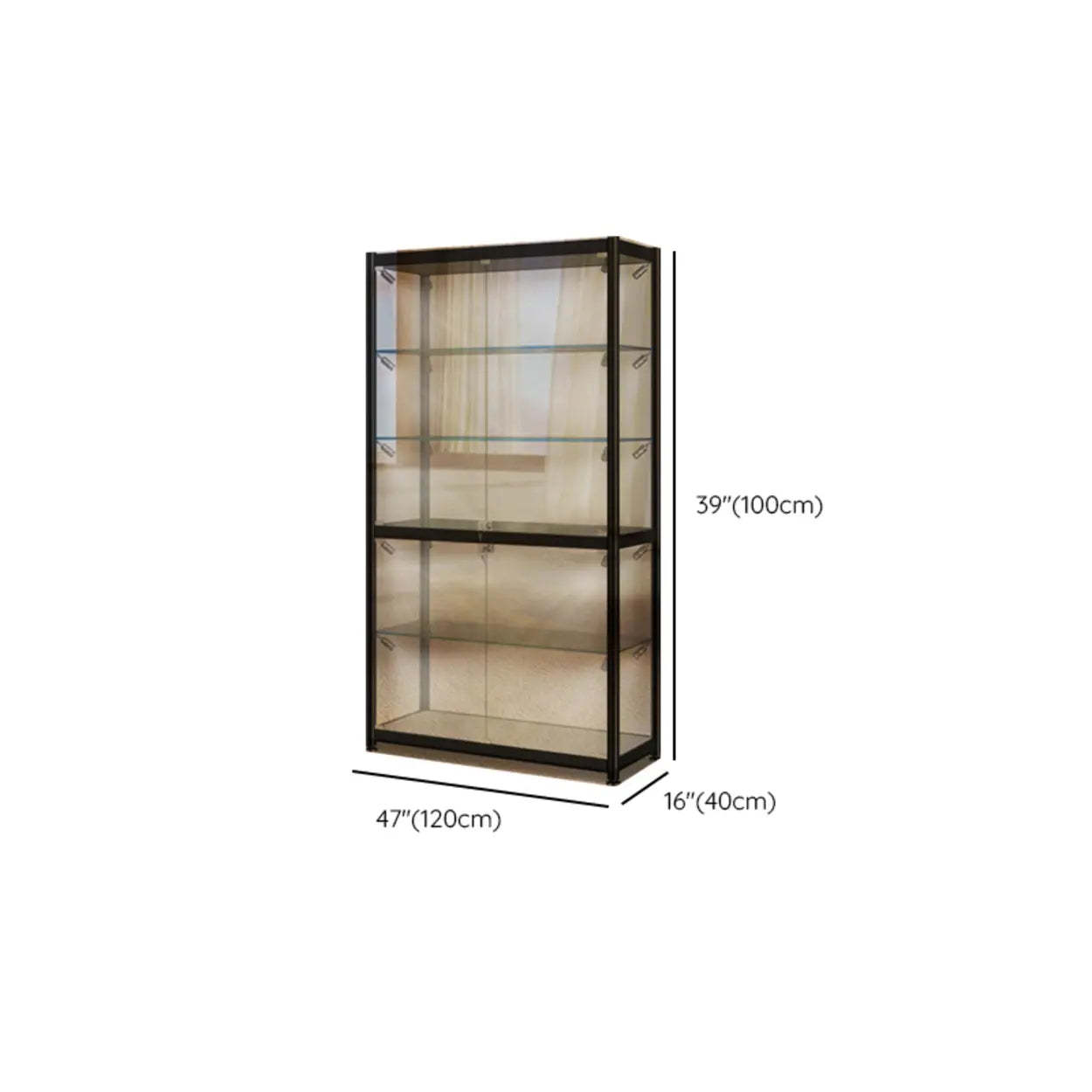 Black Glass Adjustable Display Cabinet