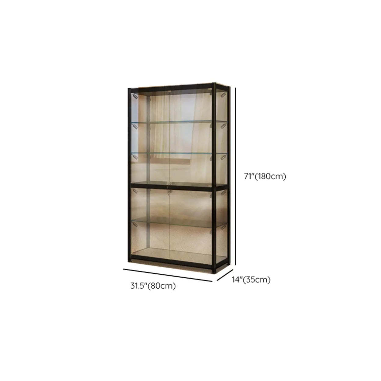 Black Glass Adjustable Display Cabinet