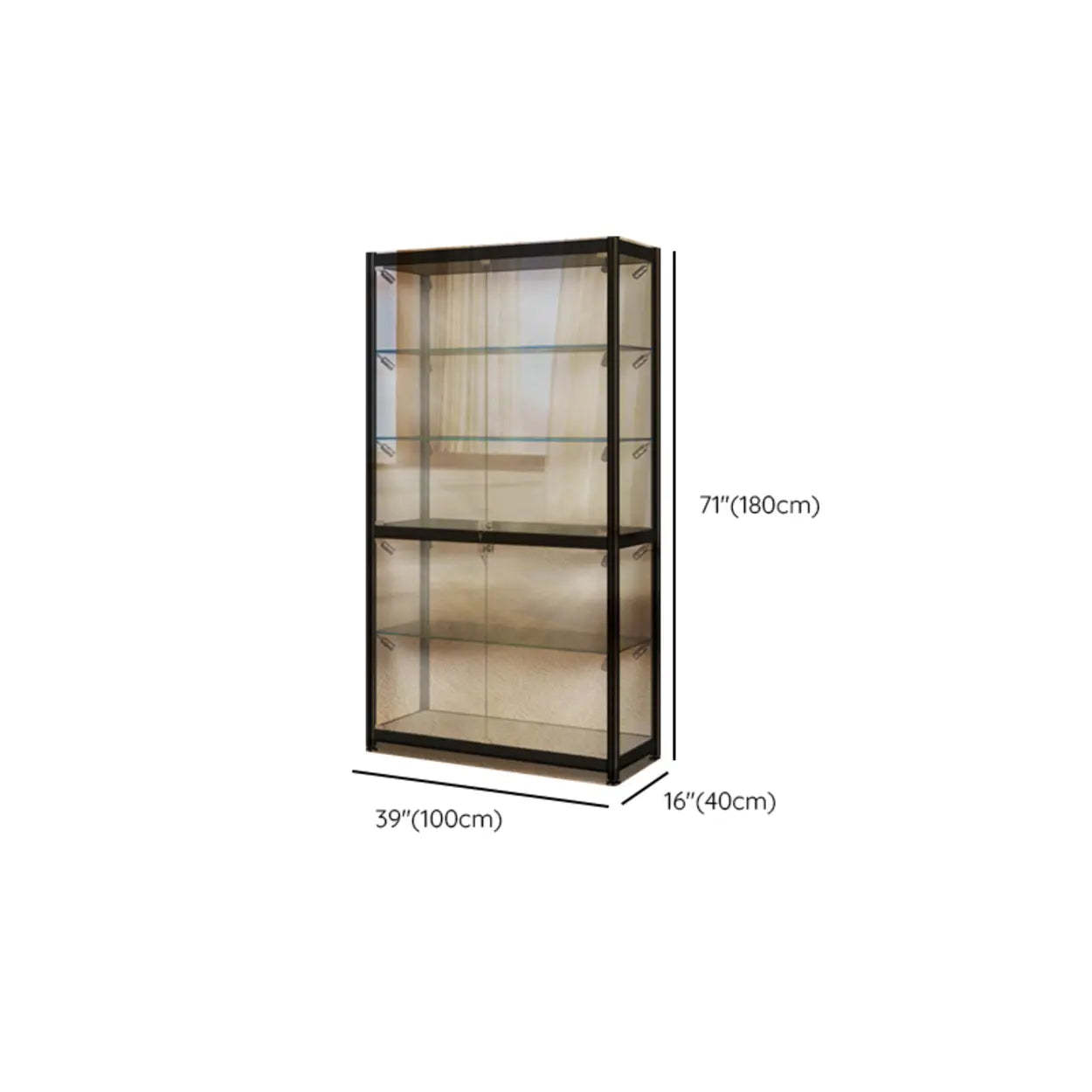 Black Glass Adjustable Display Cabinet