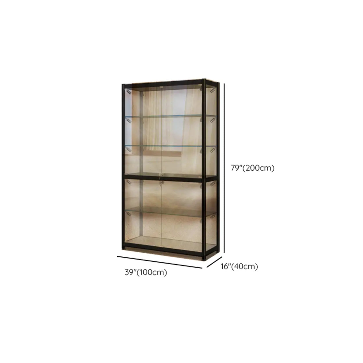 Black Glass Adjustable Display Cabinet