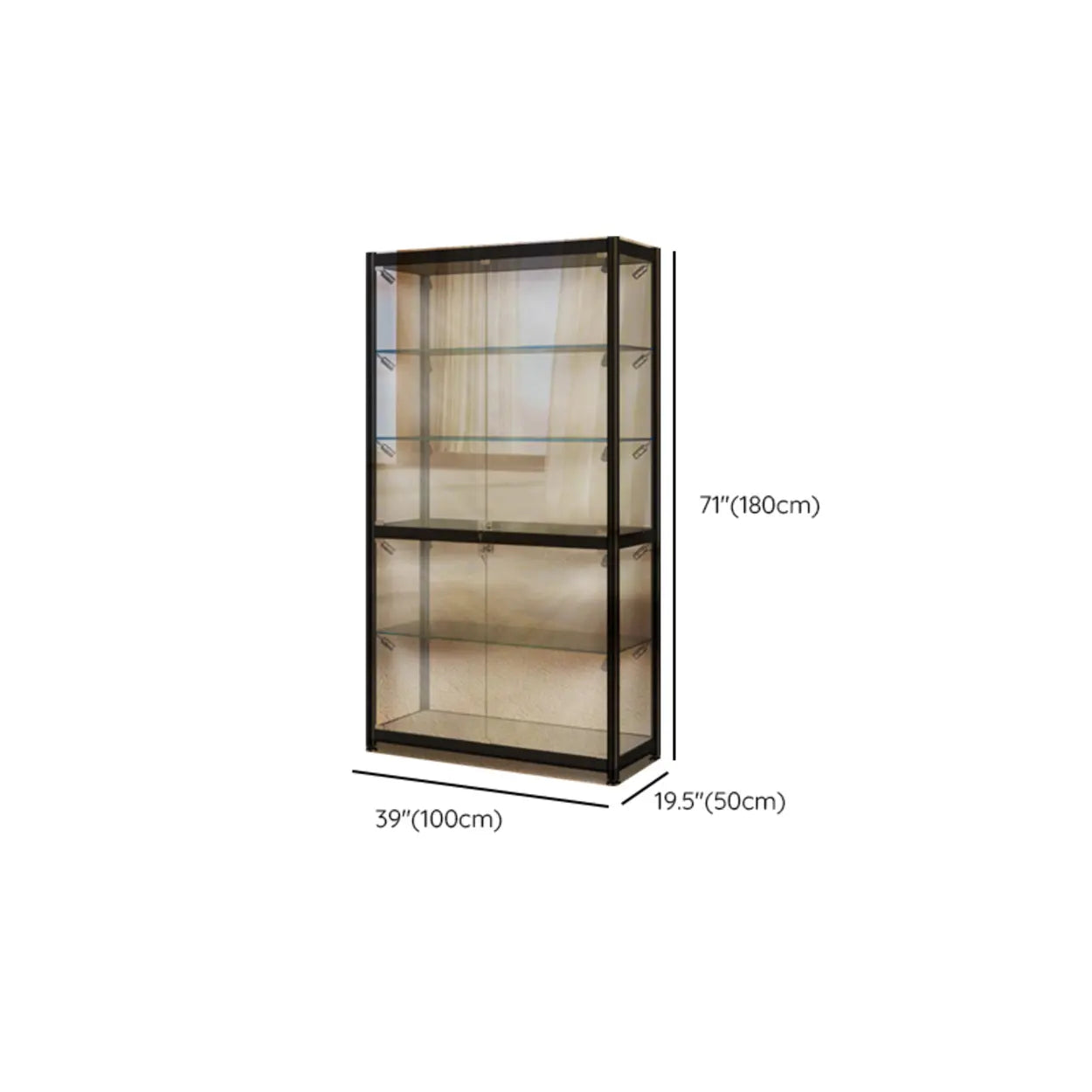 Black Glass Adjustable Display Cabinet