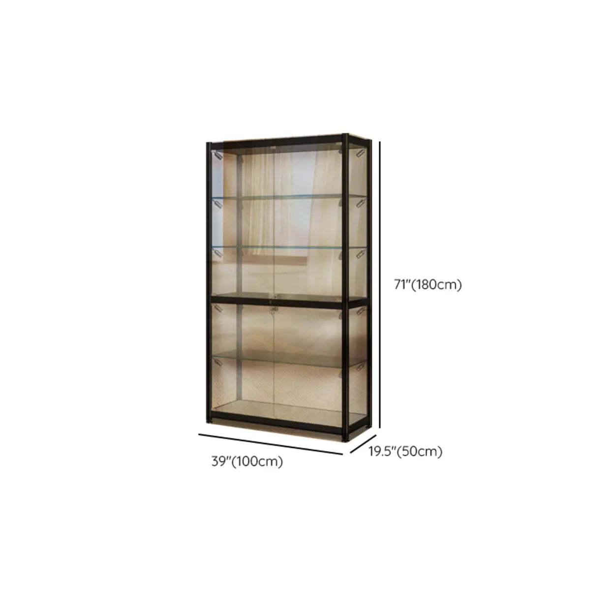Black Glass Adjustable Display Cabinet