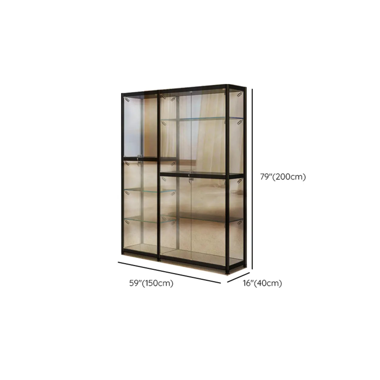 Black Glass Adjustable Display Cabinet
