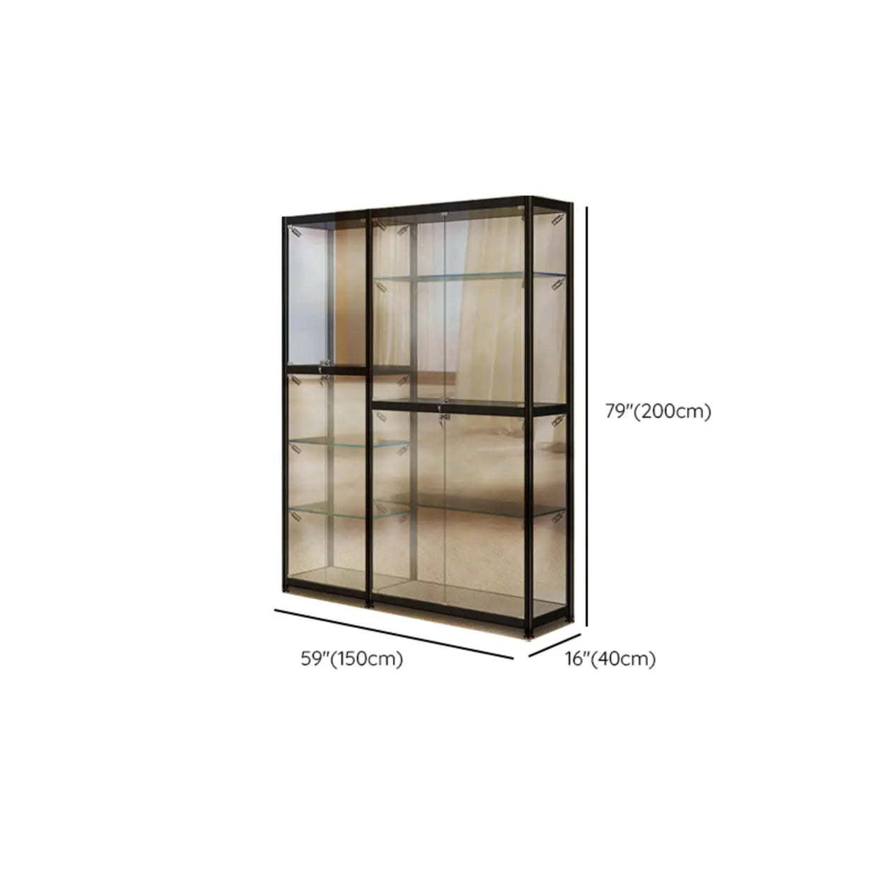 Black Glass Adjustable Display Cabinet