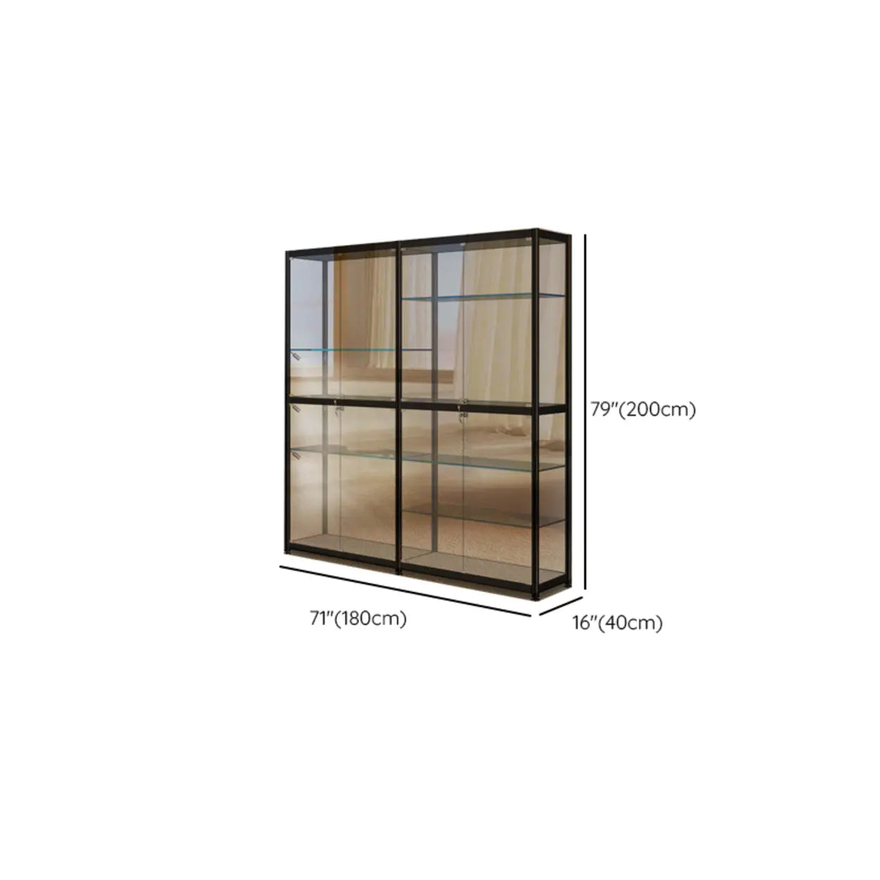 Black Glass Adjustable Display Cabinet