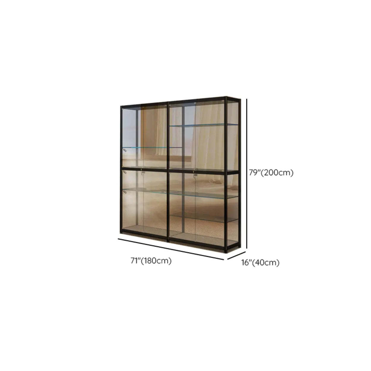 Black Glass Adjustable Display Cabinet