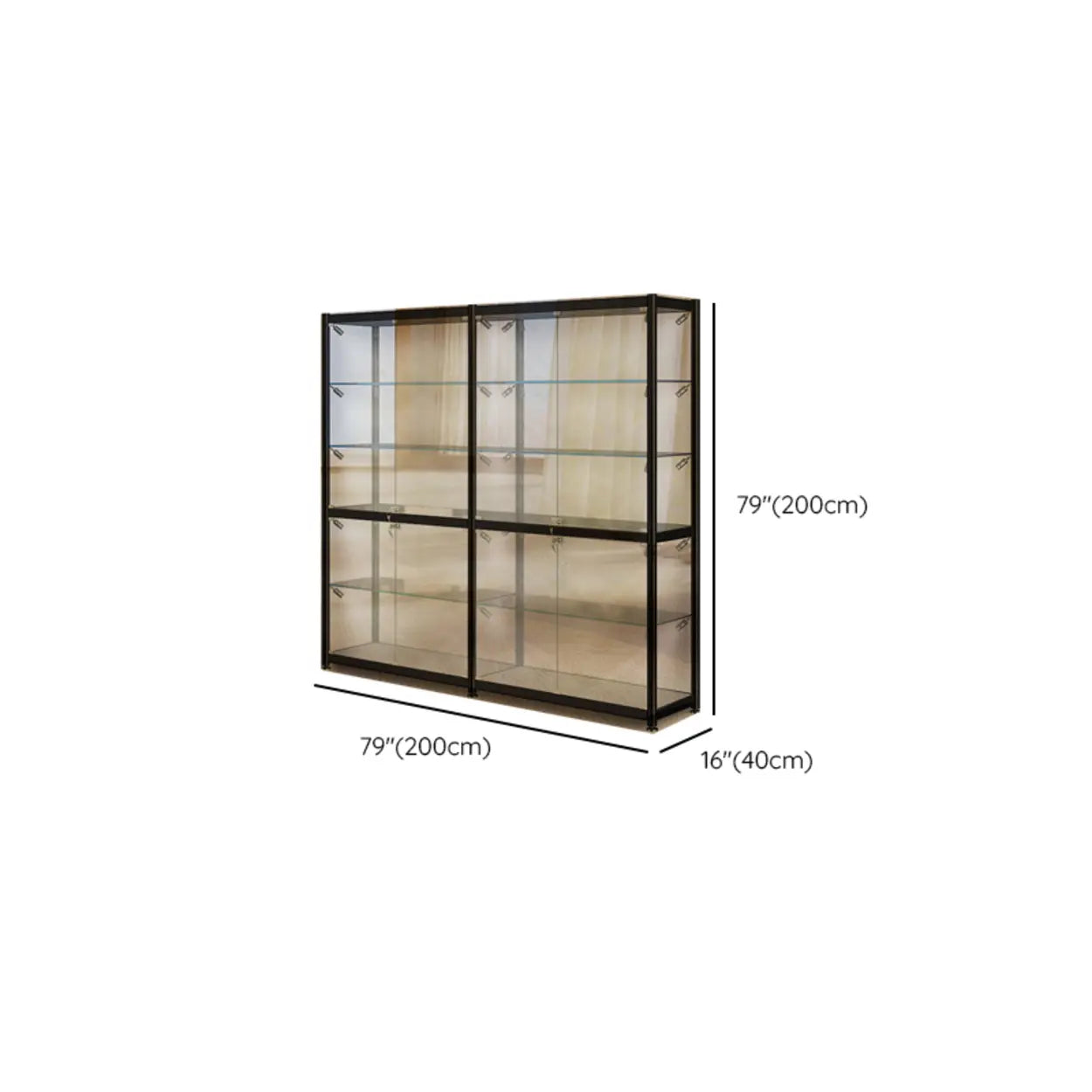 Black Glass Adjustable Display Cabinet