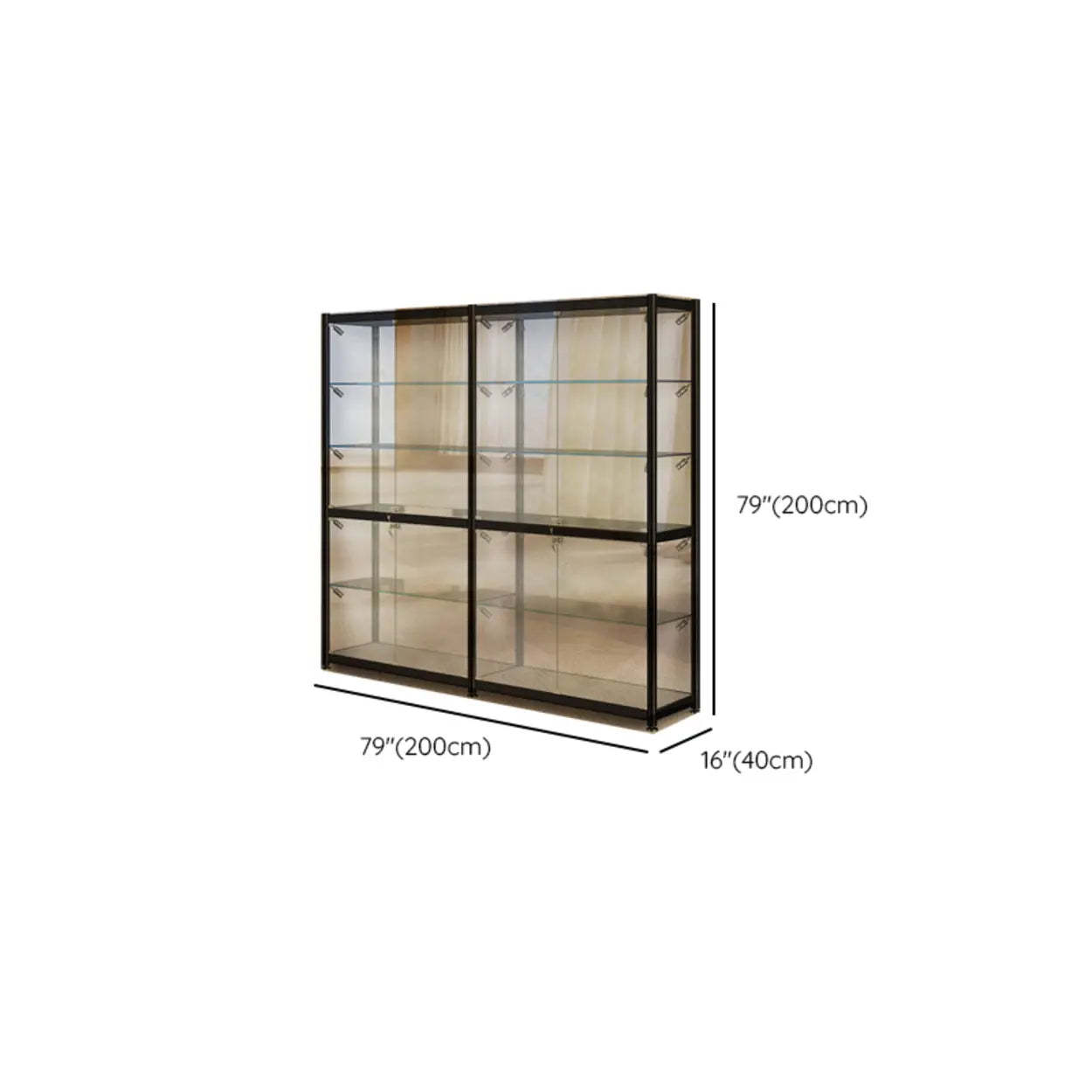 Black Glass Adjustable Display Cabinet