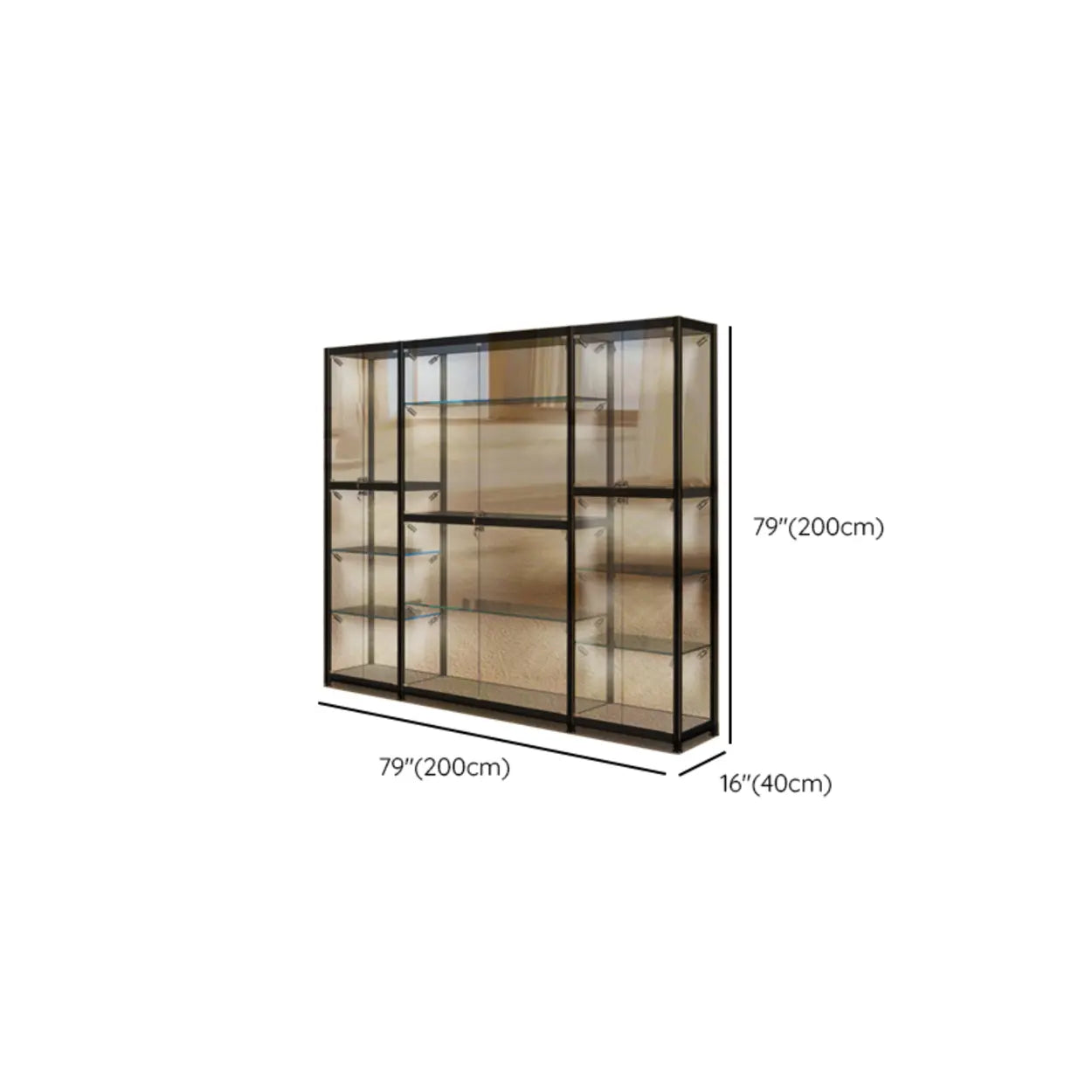 Black Glass Adjustable Display Cabinet