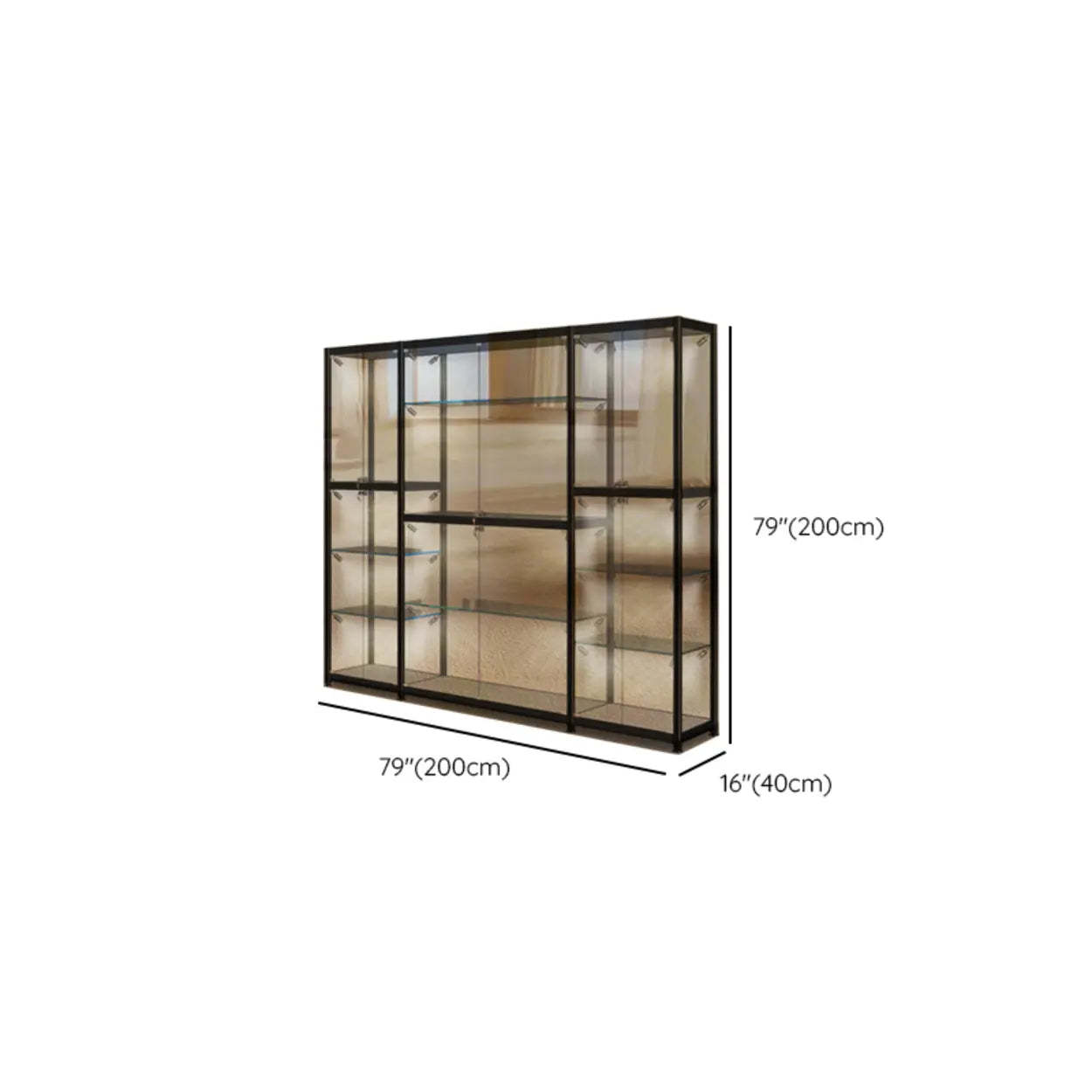 Black Glass Adjustable Display Cabinet
