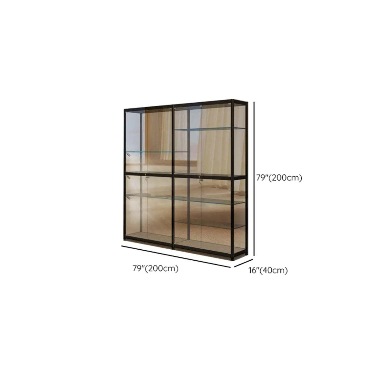 Black Glass Adjustable Display Cabinet