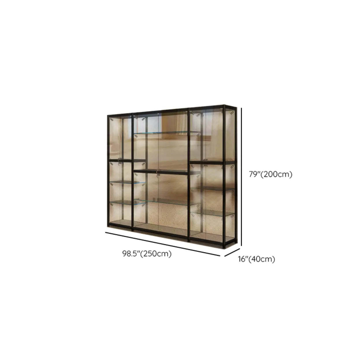 Black Glass Adjustable Display Cabinet