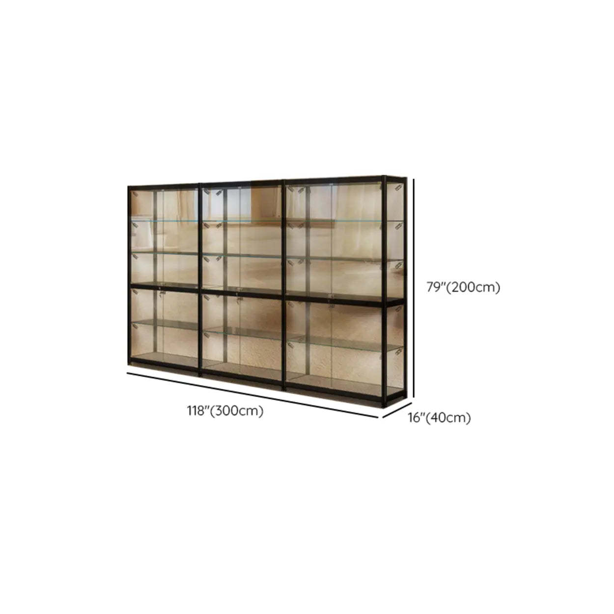 Black Glass Adjustable Display Cabinet