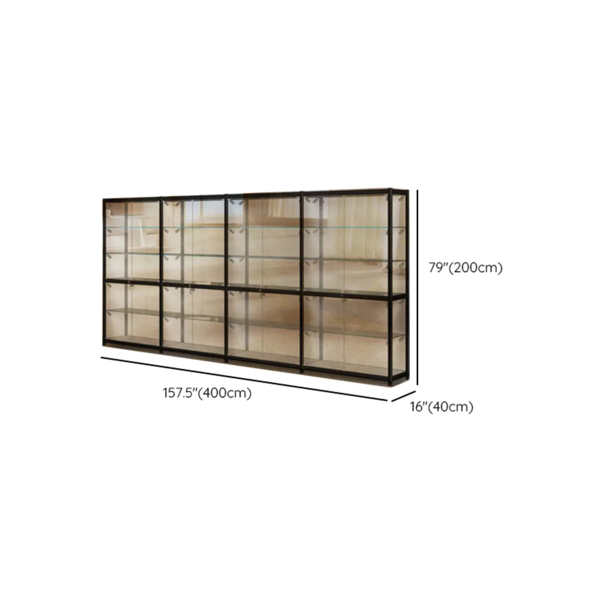 Black Glass Adjustable Display Cabinet
