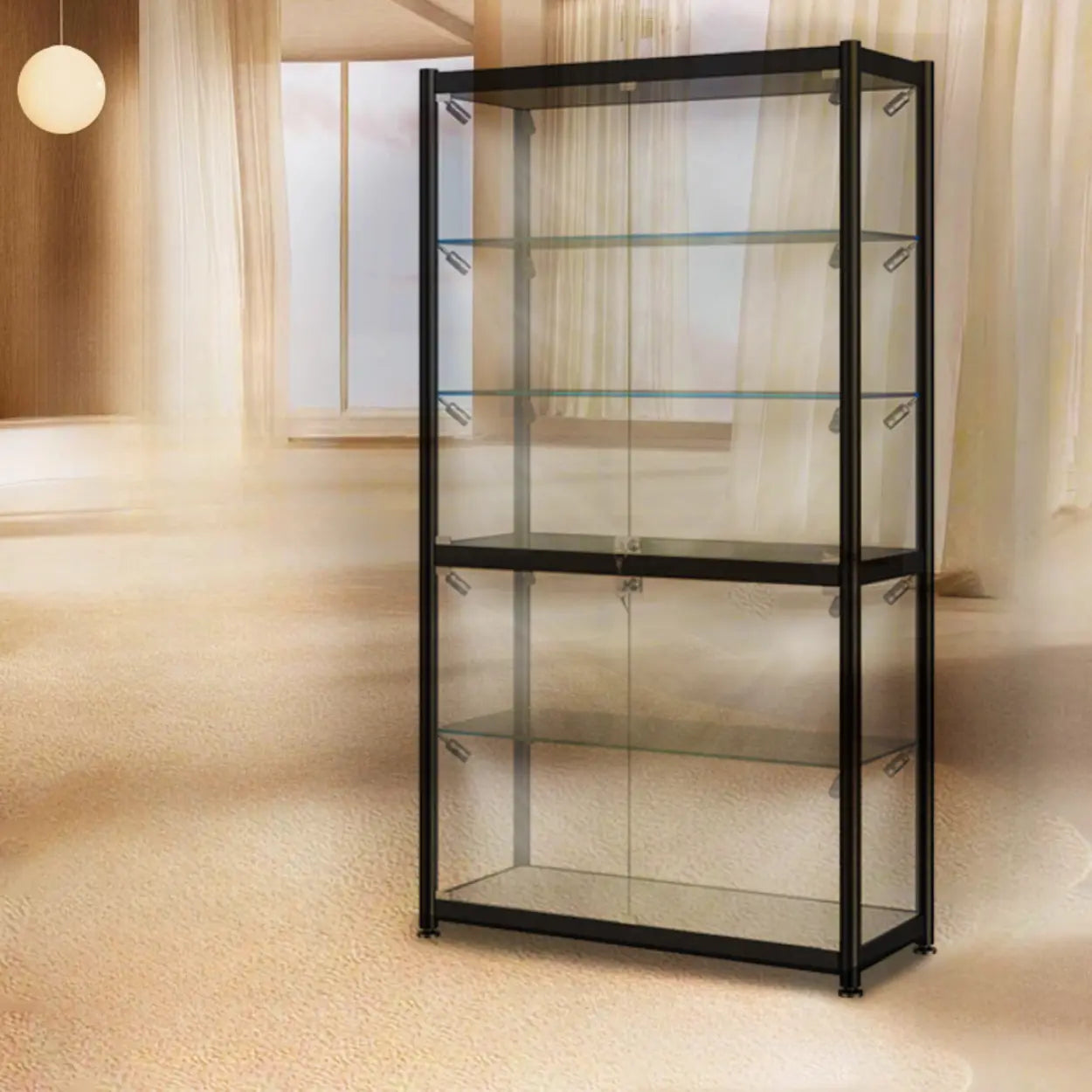 Black Glass Adjustable Display Cabinet